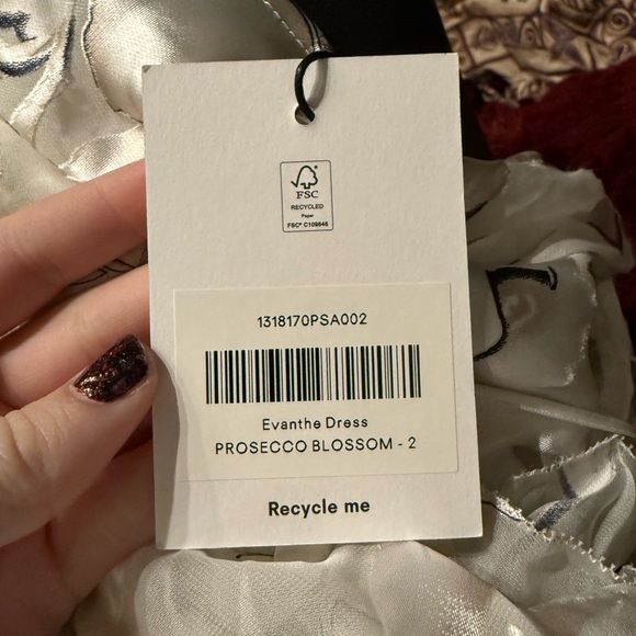 Reformation Evanthe Prosecco Blossom Silk Blend Ruffle Hem Maxi Dress 2 - Picture 9 of 9